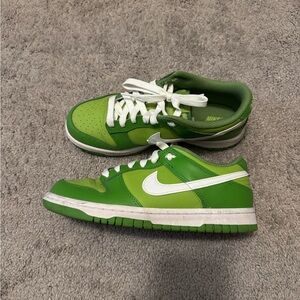 Nike Green and White Dunk Low Sneakers